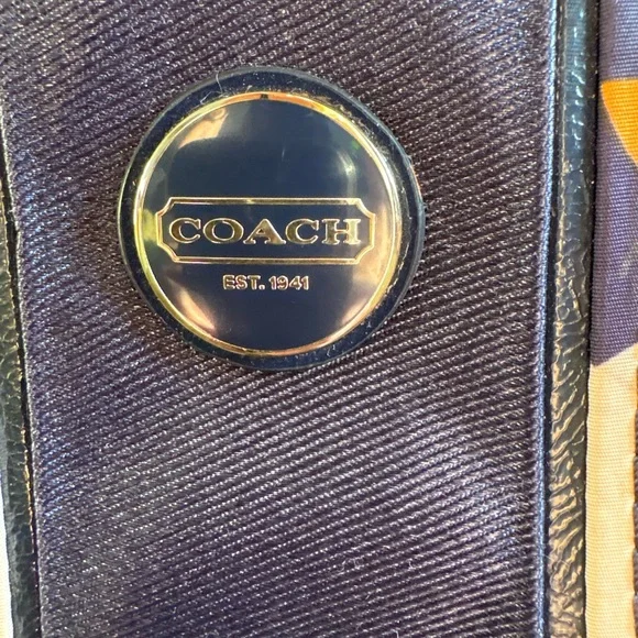 Coach Shoulder Bag Navy, White, Orange Signature C Pattern with wallet - Picture 8 of 15